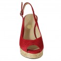 Sandale pour femmes en daim rouge talon compensé 10 - Pointures disponibles:  42