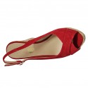 Woman's sandal in red suede wedge heel 10 - Available sizes:  42
