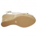 Woman's sandal in white leather wedge heel 10 - Available sizes:  42