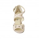Woman's open shoe with crossed strap and studs in nude leather heel 7 - Available sizes:  42, 43