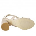 Scarpa aperta da donna con cinturino incrociato e borchie in pelle nude tacco 7 - Misure disponibili: 42, 43