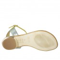 Sandale entredoigt avec courroie pour femmes en cuir lamé jaune, vert et turquoise talon 1 - Pointures disponibles:  42