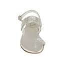 Sandale entredoigt pour femmes avec strass en cuir argent talon 2 - Pointures disponibles:  32
