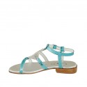 Sandalo da donna con strass in pelle laminata e stampata azzurra tacco 2 - Misure disponibili: 32, 33, 34, 42, 43, 44, 45, 46