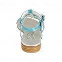 Sandalo da donna con strass in pelle laminata e stampata azzurra tacco 2 - Misure disponibili: 32, 33, 34, 42, 43, 44, 45, 46