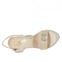 Woman's strap sandal with platform in platinum laminated printed suede wedge heel 12 - Available sizes:  43