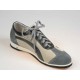 Men's laced sports shoe in grey and beige suede and blue leather - Available sizes:  36