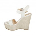 Sandalo con cinturino e plateau in pelle bianca zeppa 12 - Misure disponibili: 43