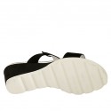 Woman's open mules with accessory in black suede wedge heel 5 - Available sizes:  43