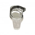 Woman's sandal in black pierced leather and grey and silver fabric wedge heel 6 - Available sizes:  42