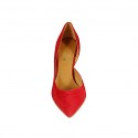 Zapato abierto para mujer en gamuza roja tacon 8 - Tallas disponibles:  31