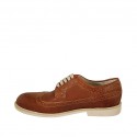 Scarpa derby stringata da uomo con lavorazione Brogue in pelle color cuoio - Misure disponibili: 46, 49, 50
