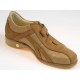 Men's casual shoe with velcro strap in dark and light cognac brown leather - Available sizes:  36