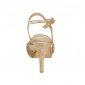 Damensandale mit Plateau und Riem aus sandbeigem Wildleder Absatz 9 - Verfügbare Größen:  32, 33, 34, 42, 43, 44, 45, 46