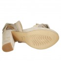 Sandalo da donna con fibbie e plateau in pelle cipria, camoscio beige e grigio tacco 10 - Misure disponibili: 42