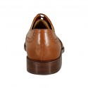 Zapato derby con cordones y diseño Brogue para hombre en piel cognac - Tallas disponibles:  36, 47, 50, 52