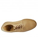 Men's laced shoe in beige nubuck leather - Available sizes:  46, 47