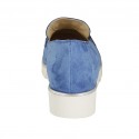 Mocassino da donna con accessorio e plantare estraibile in camoscio azzurro zeppa 3 - Misure disponibili: 32, 33, 34, 42, 43, 44, 45
