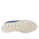 Mocassino da donna con accessorio e plantare estraibile in camoscio azzurro zeppa 3 - Misure disponibili: 42
