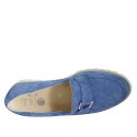 Mocassin pour femmes avec accessoire et semelle amovible en daim bleu clair talon compensé 3 - Pointures disponibles:  42
