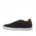 Zapato para hombre con cordones y plantilla extraible en piel y piel trensada negra - Tallas disponibles:  36, 47