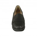 Woman's loafer with removable insole in black pierced leather wedge heel 3 - Available sizes:  31