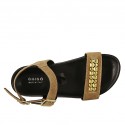 Woman's sandal in beige suede with strap, buckle, accessory and wedge heel 2 - Available sizes:  42