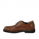 Scarpa derby con stringhe da uomo in pelle liscia color cuoio - Misure disponibili: 46