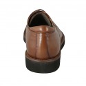 Men's laced derby shoe in smooth cognac brown leather - Available sizes:  46