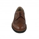 Zapato derby para hombre con cordones y decoraciones Brogue en piel cognac - Tallas disponibles:  46