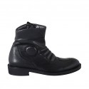Men's ankle boot with zipper in black leather - Available sizes:  37, 47