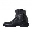 Men's ankle boot with zipper in black leather - Available sizes:  37, 47