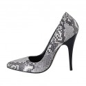 Escarpin pour femmes en cuir imprimé noir et blanc talon 11 - Pointures disponibles:  31