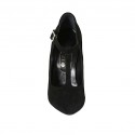 Woman's T-strap pump in black suede heel 11 - Available sizes:  31