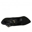 Escarpin pour femmes avec courroie salomé en daim noir talon 11 - Pointures disponibles:  31