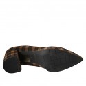 Woman's pointy pump in plaid brown and beige suede heel 6 - Available sizes:  43