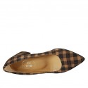 Woman's pointy pump in plaid brown and beige suede heel 6 - Available sizes:  43