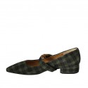 Woman's pump in plaid green and black suede with buckle heel 2 - Available sizes:  42
