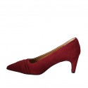 Escarpin pour femmes en daim rouge foncé talon 6 - Pointures disponibles:  42