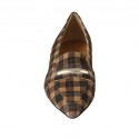 Woman's pointy loafer in plaid brown and beige suede heel 1 - Available sizes:  43