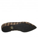Woman's pointy loafer in plaid brown and beige suede heel 1 - Available sizes:  43