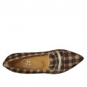 Woman's pointy loafer in plaid brown and beige suede heel 1 - Available sizes:  43