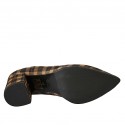 Woman's pointy loafer in plaid brown and beige suede heel 6 - Available sizes:  42, 43