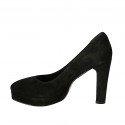 Woman's pointy pump in black suede with platform and heel 10 - Available sizes:  31
