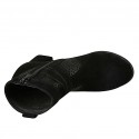 Stivaletto da donna con cerniera e fibbie in camoscio nero e stampato maculato tacco 6 - Misure disponibili: 32, 33, 43