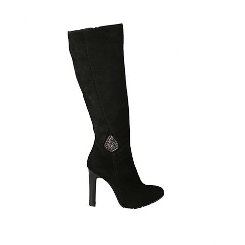 Botas para mujer en gamuza con accessorio y cremallera tacon 10 - Tallas disponibles:  42