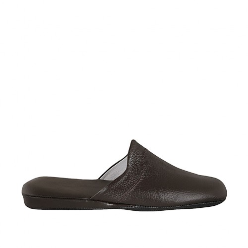 Men's slippers in dark brown leather