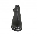 Woman's ankle boot in black leather with buckle and zipper heel 3 - Available sizes:  32