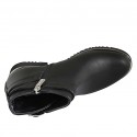 Woman's ankle boot in black leather with buckle and zipper heel 3 - Available sizes:  32