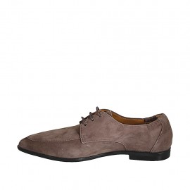 Woman's laced derby shoe with elastic bands in taupe suede heel 1 - Available sizes:  42, 43 2